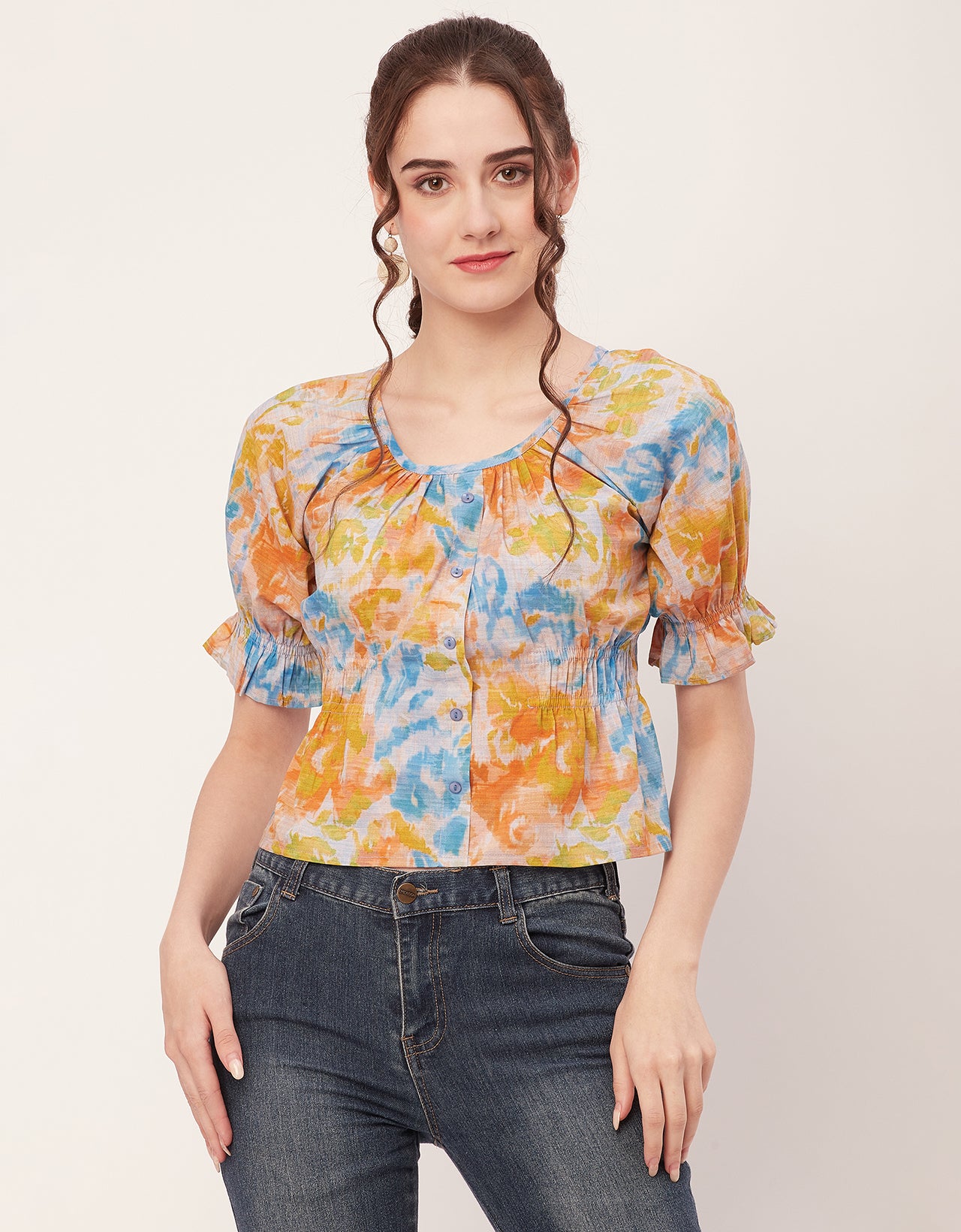 Cinched Waist Retro Top