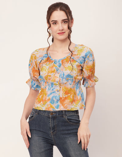 Cinched Waist Retro Top