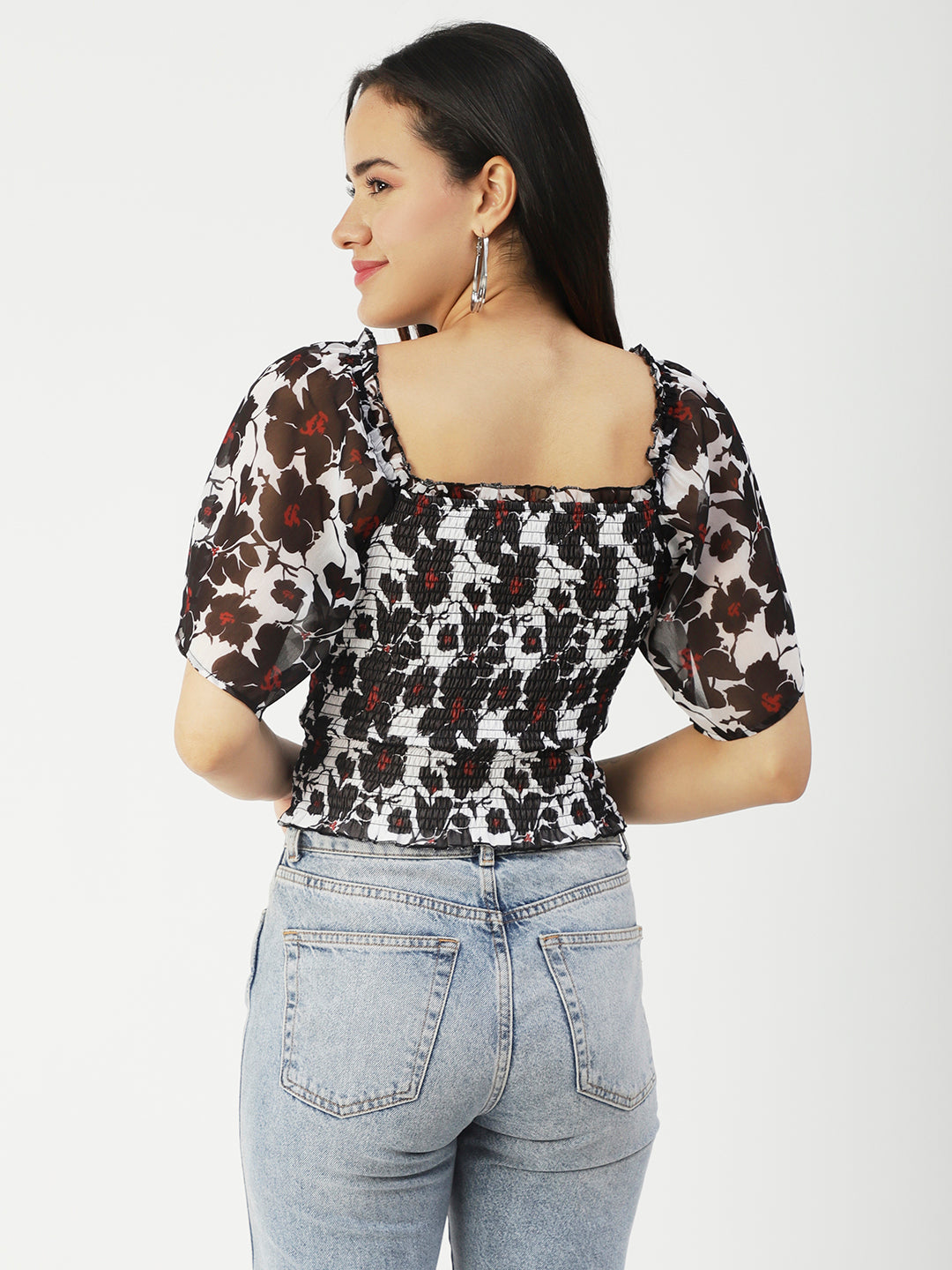 Printed Flotter Sleeve Top