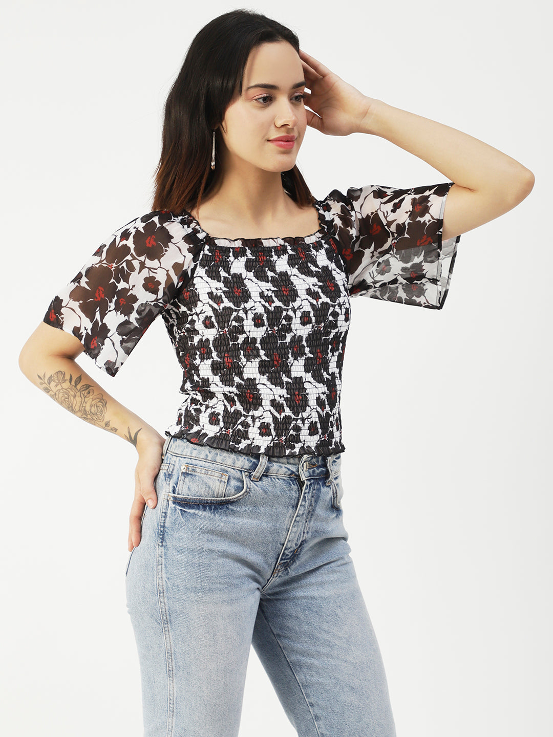 Printed Flotter Sleeve Top