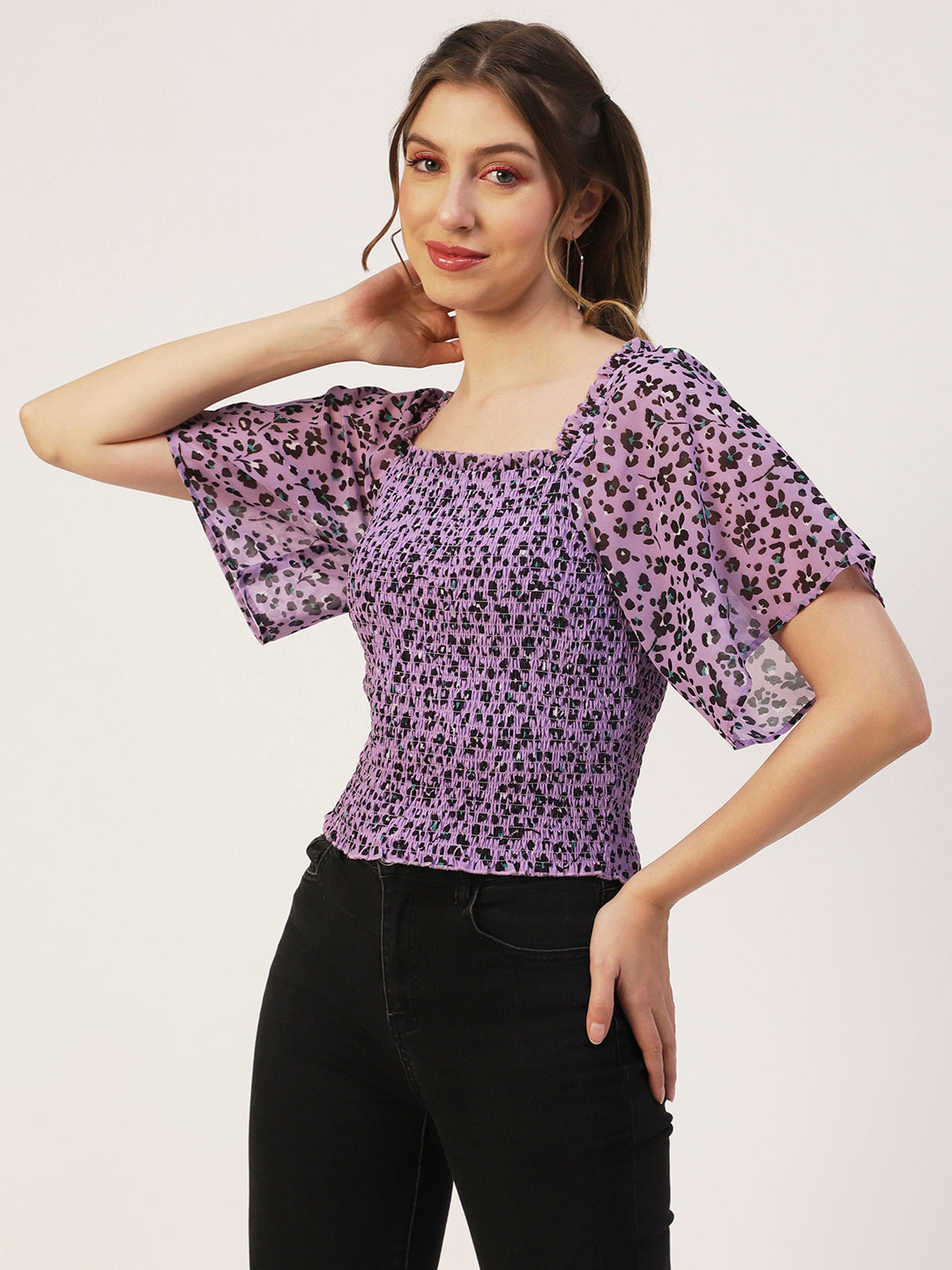 Printed Flotter Sleeve Top