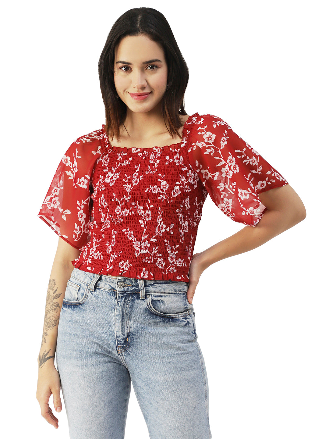 Printed Flotter Sleeve Top