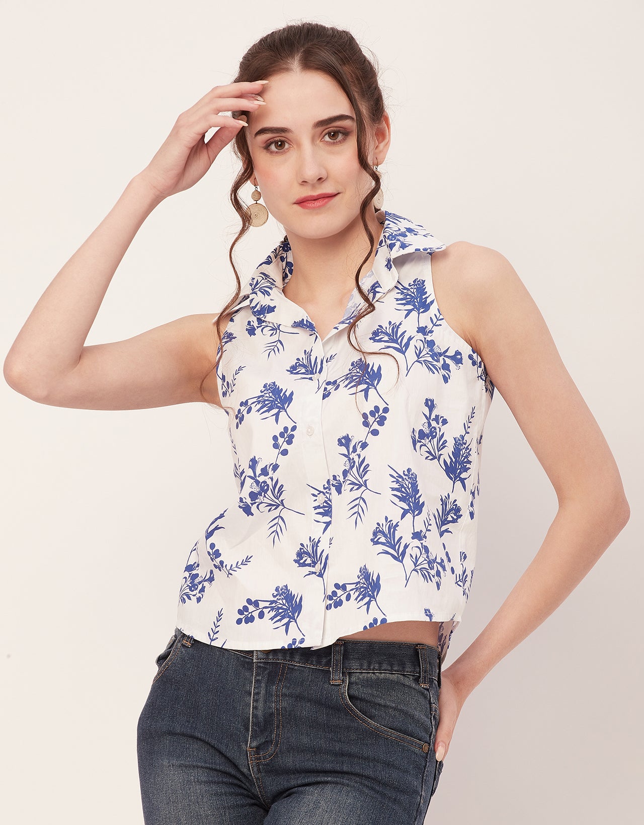 Sleeveless Cotton Shirt