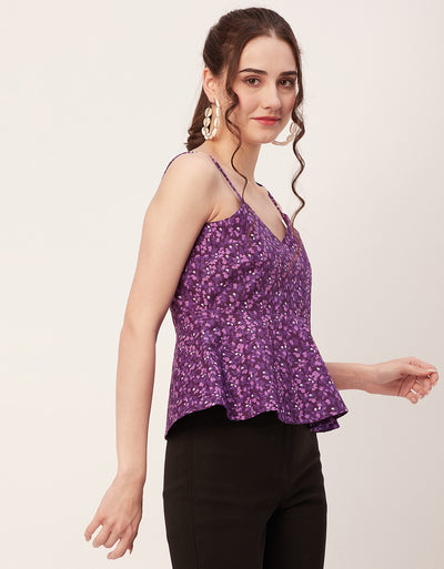 Printed Peplum Noodle Strap