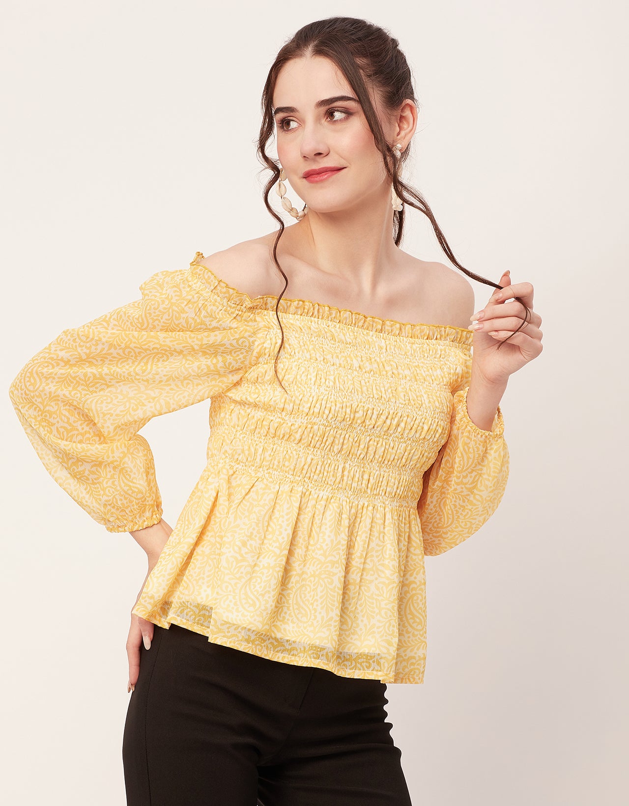 Off-Shoulder Smocked Top