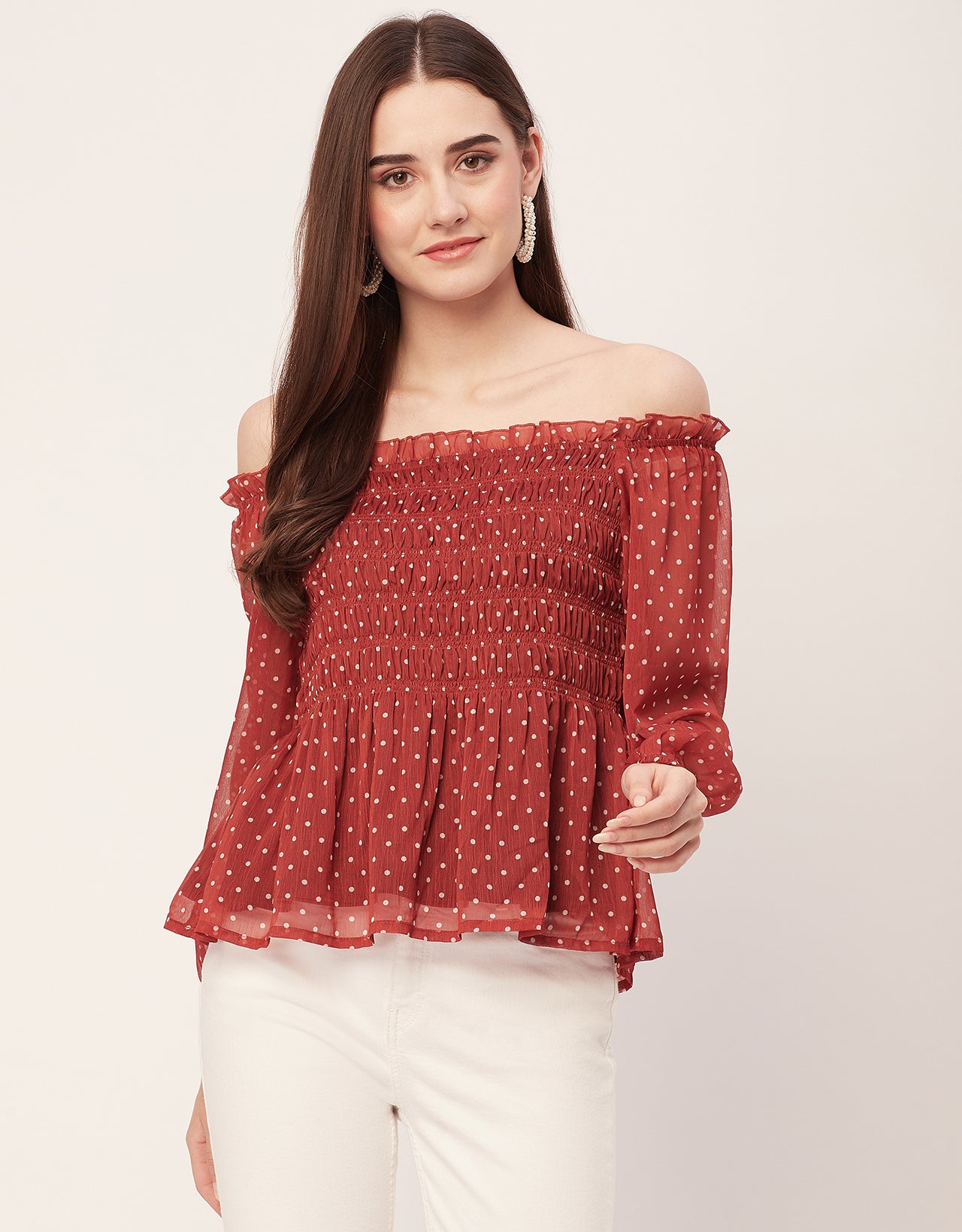Off-Shoulder Smocked Top