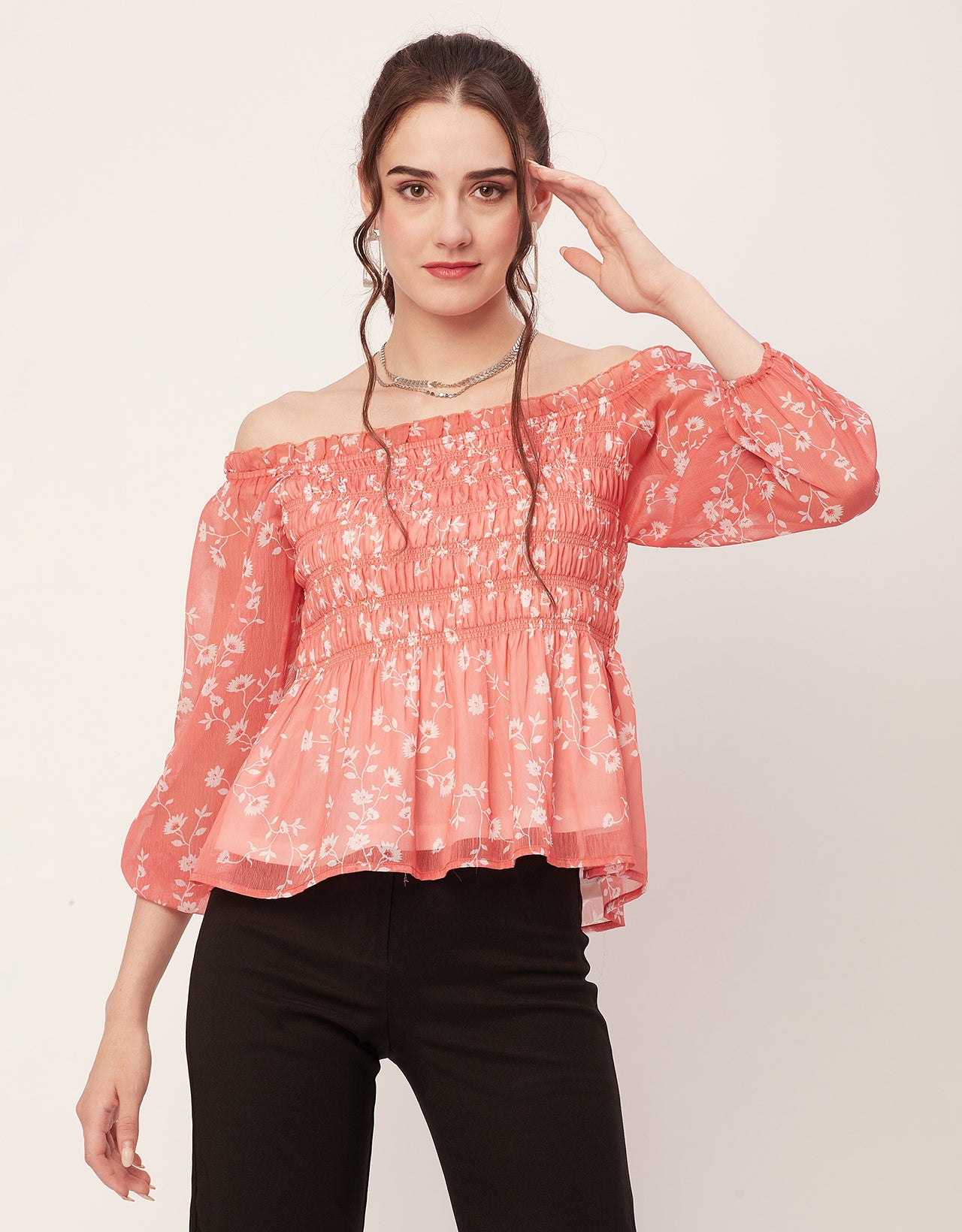 Off-Shoulder Smocked Top