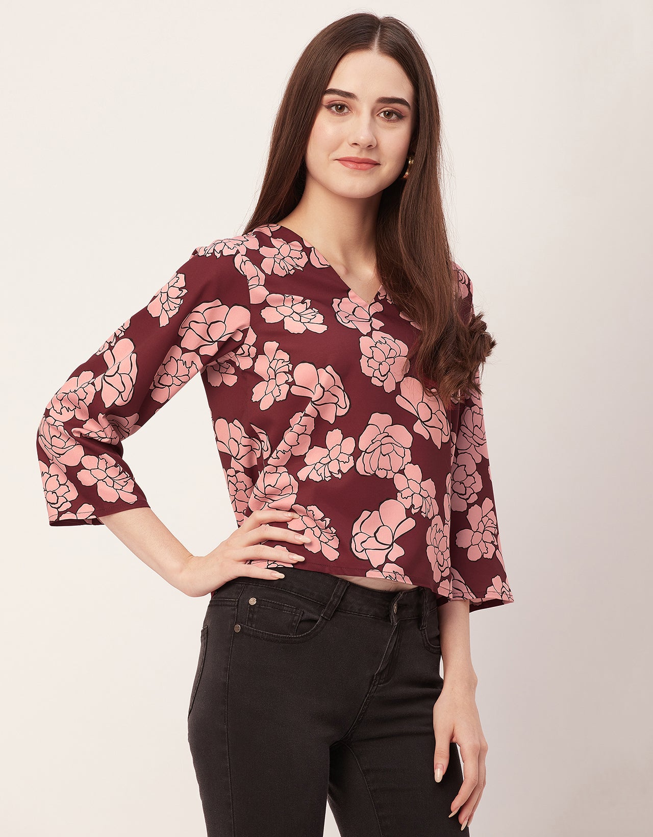 V-Neck Quarter Sleeve Top