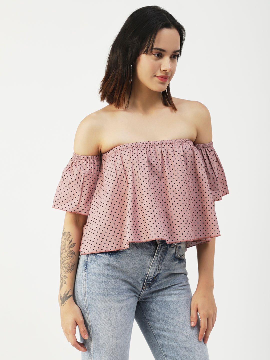 Cotton Off-Shoulder Crop