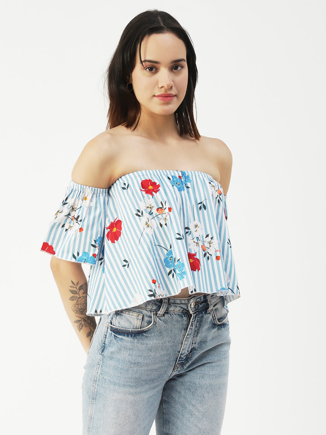 Cotton Off-Shoulder Crop