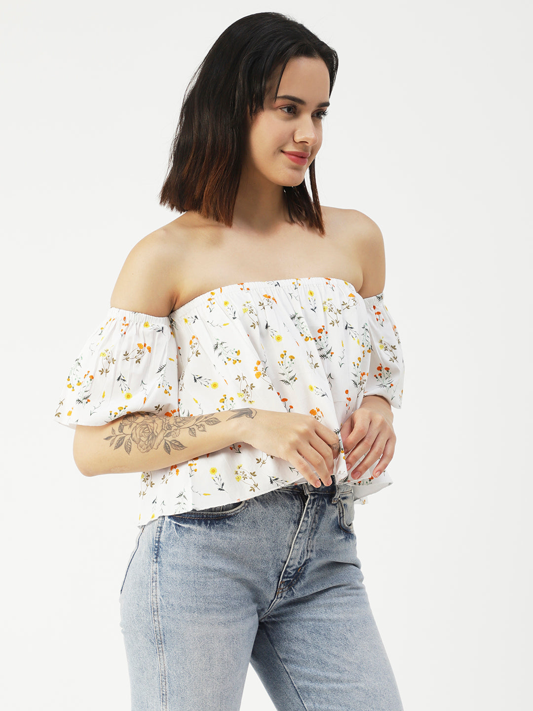 Cotton Off-Shoulder Crop