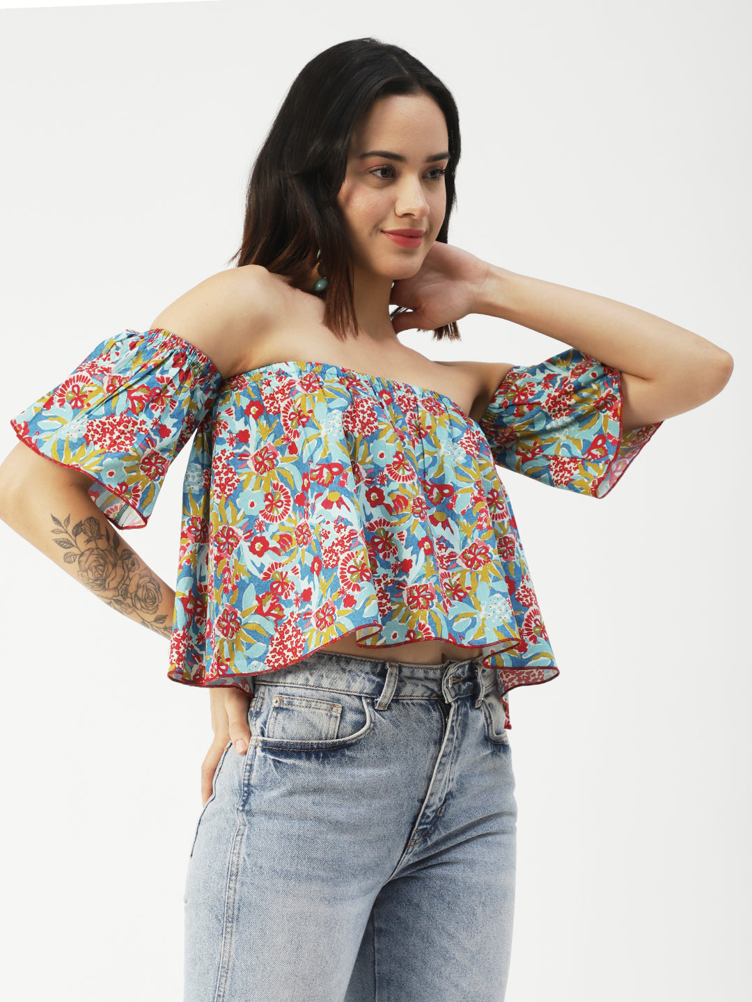 Cotton Off-Shoulder Crop