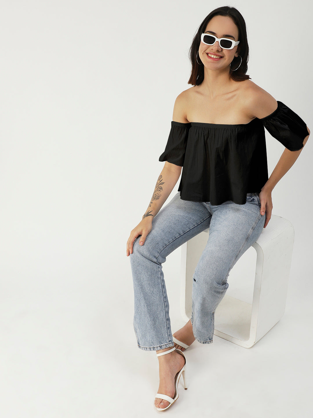 Cotton Off-Shoulder Crop