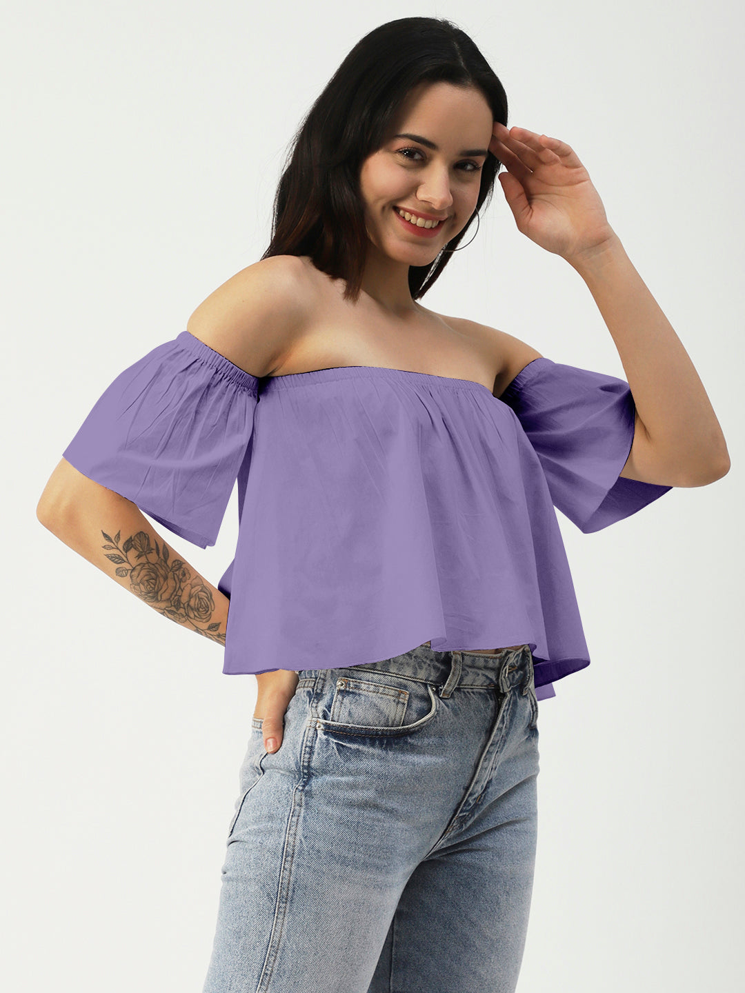 Cotton Off-Shoulder Crop