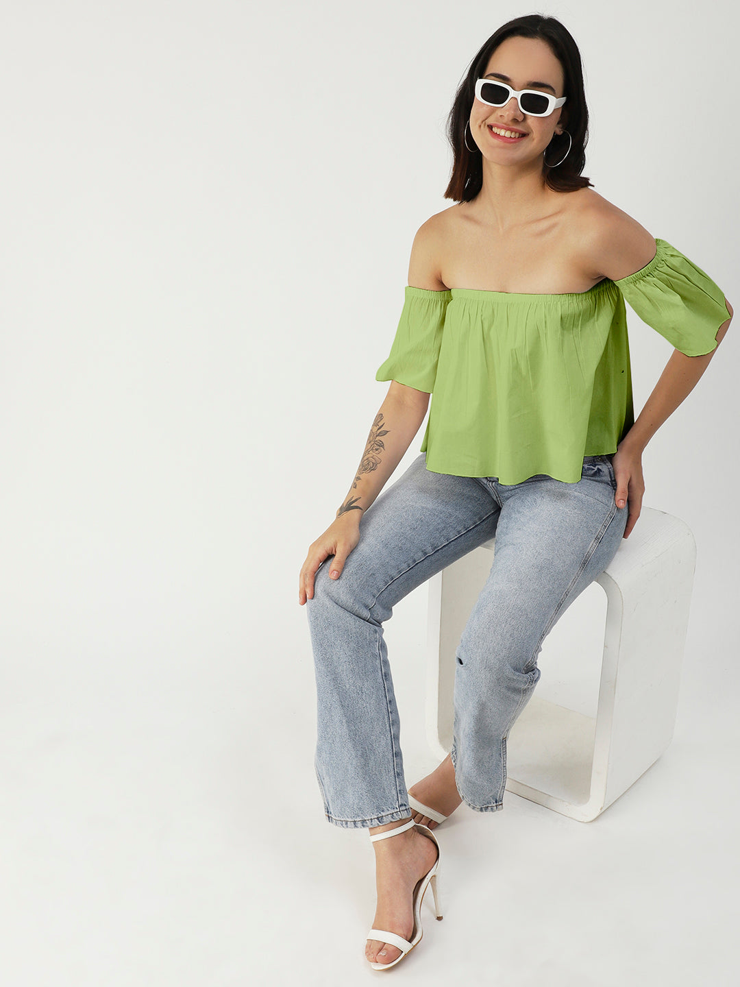Cotton Off-Shoulder Crop