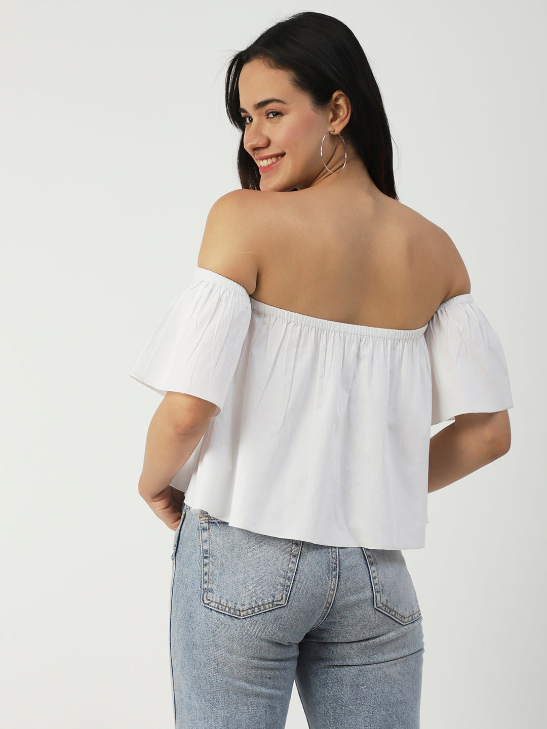 Cotton Off-Shoulder Crop