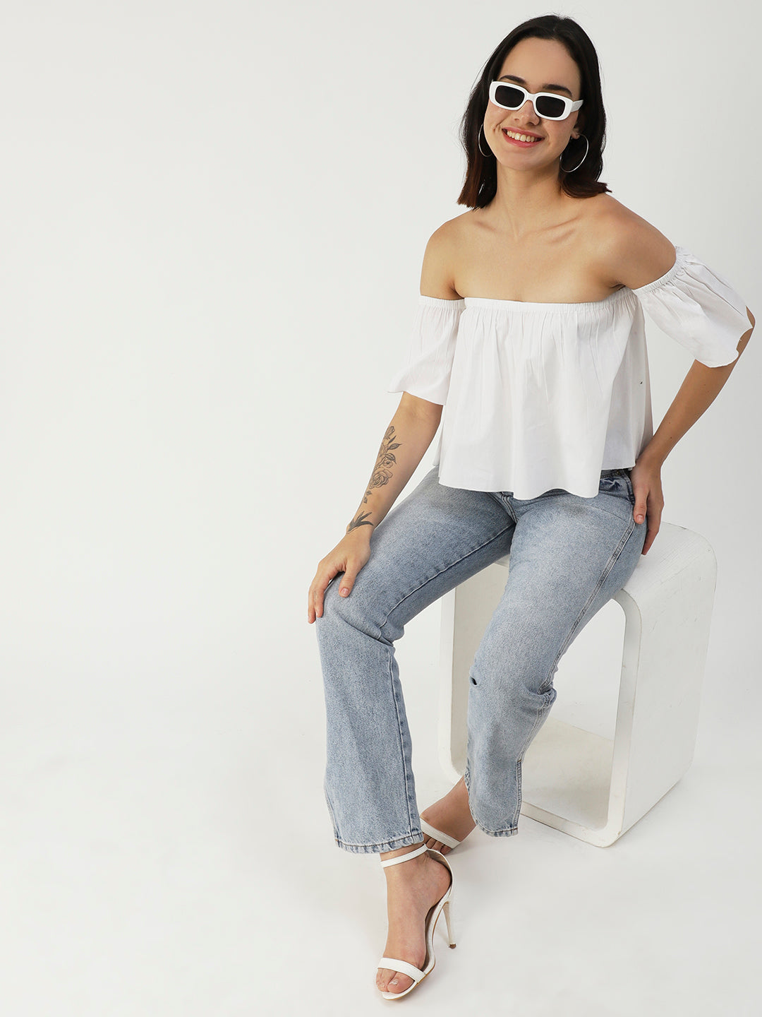 Cotton Off-Shoulder Crop