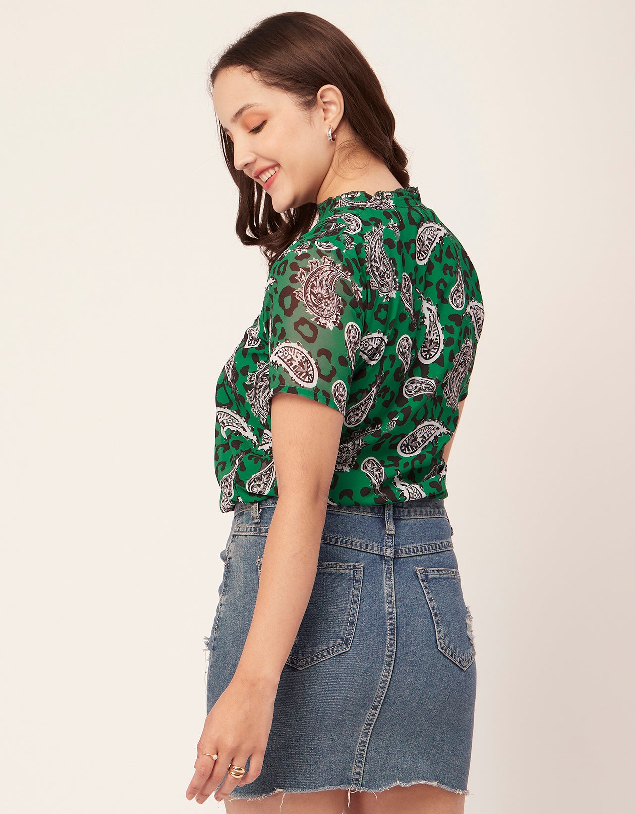 V-Neck Printed Short Top