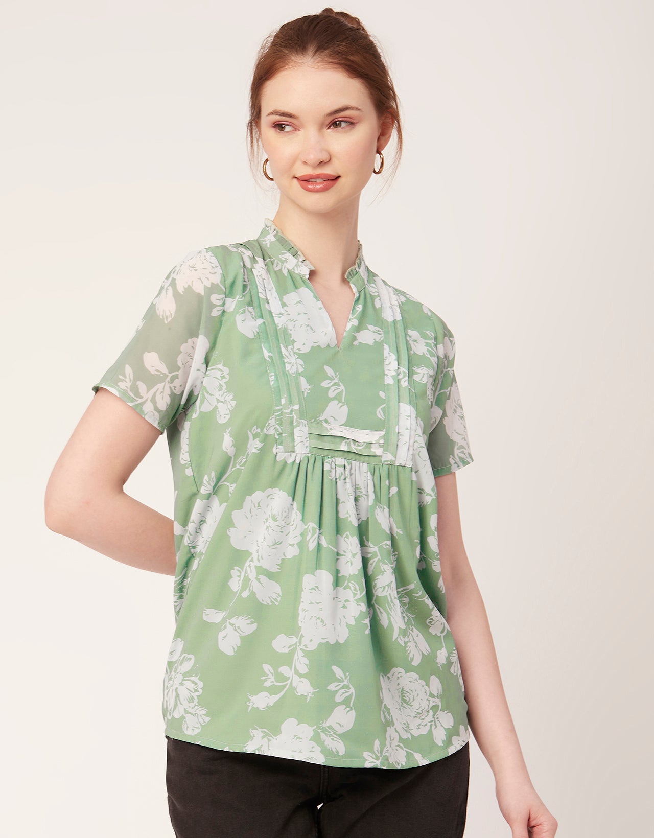 V-Neck Printed Short Top