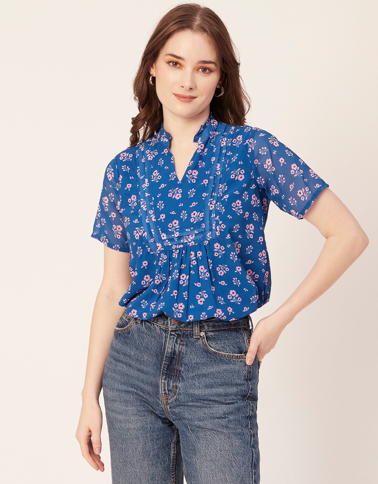 V-Neck Printed Short Top