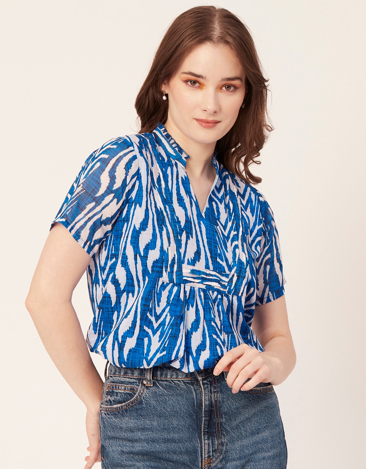 V-Neck Printed Short Top