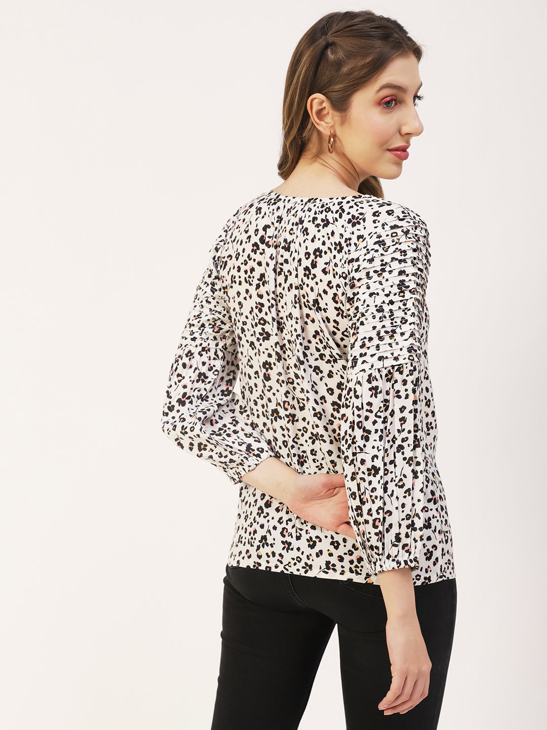 Printed Balloon Tie-Up Top