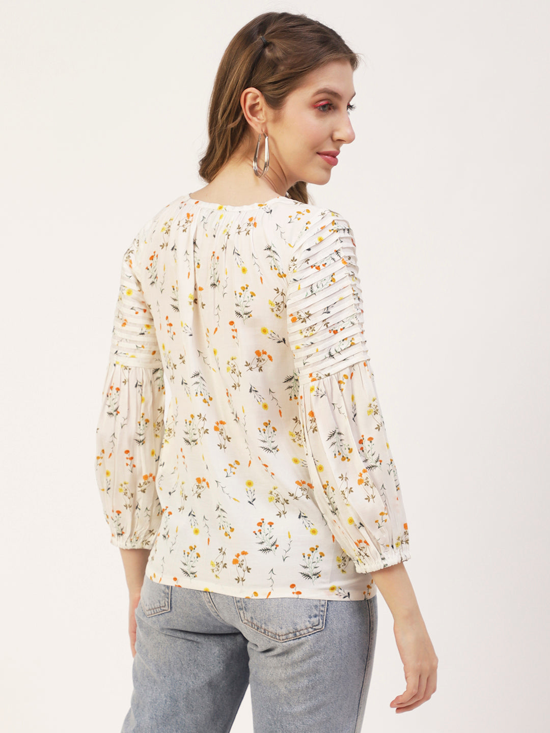 Printed Balloon Tie-Up Top