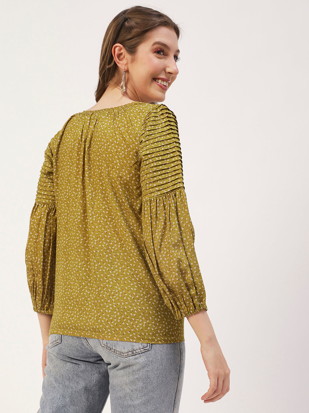 Printed Balloon Tie-Up Top