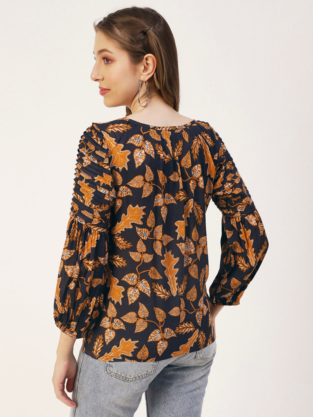 Printed Balloon Tie-Up Top