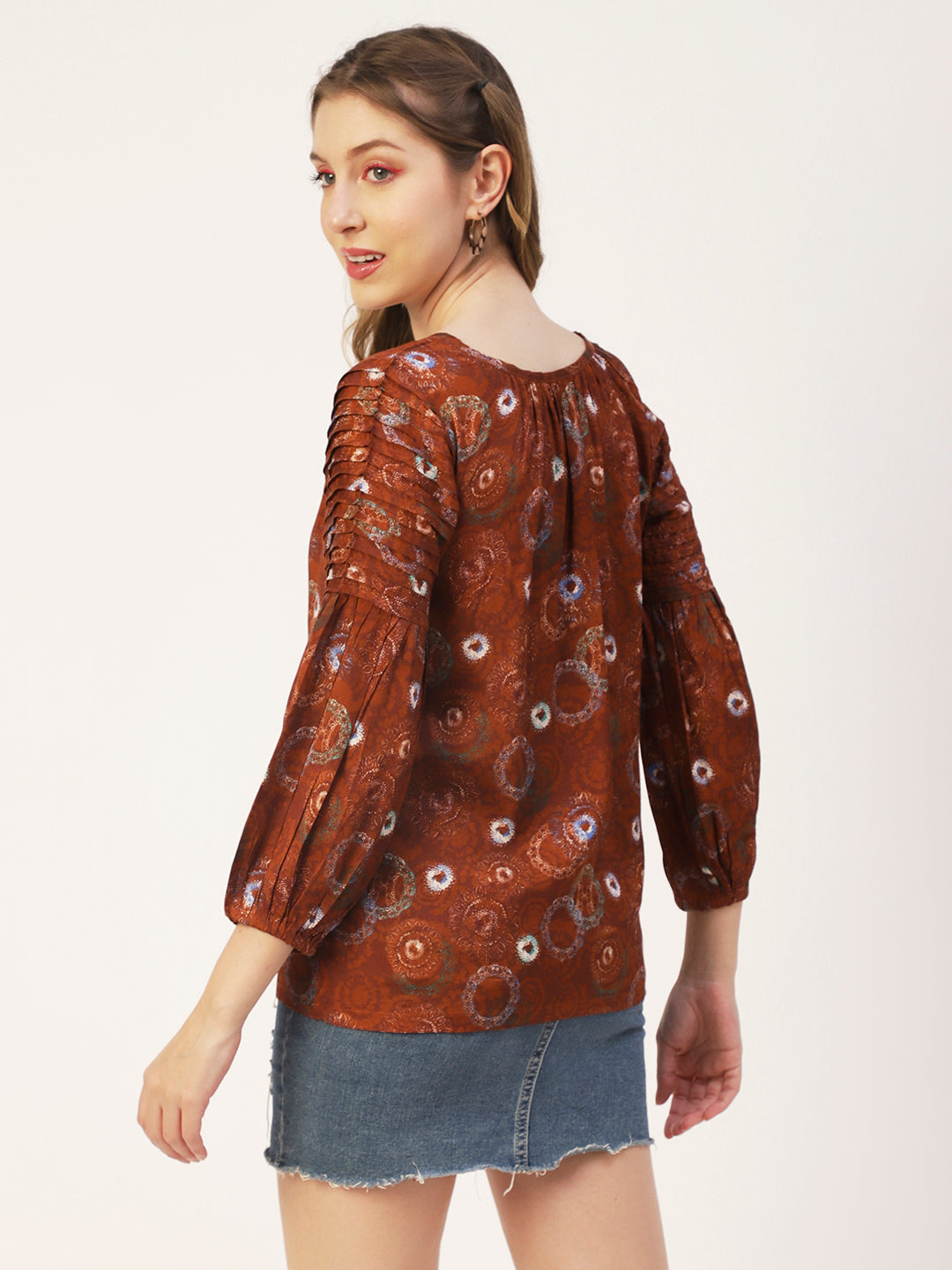 Printed Balloon Tie-Up Top