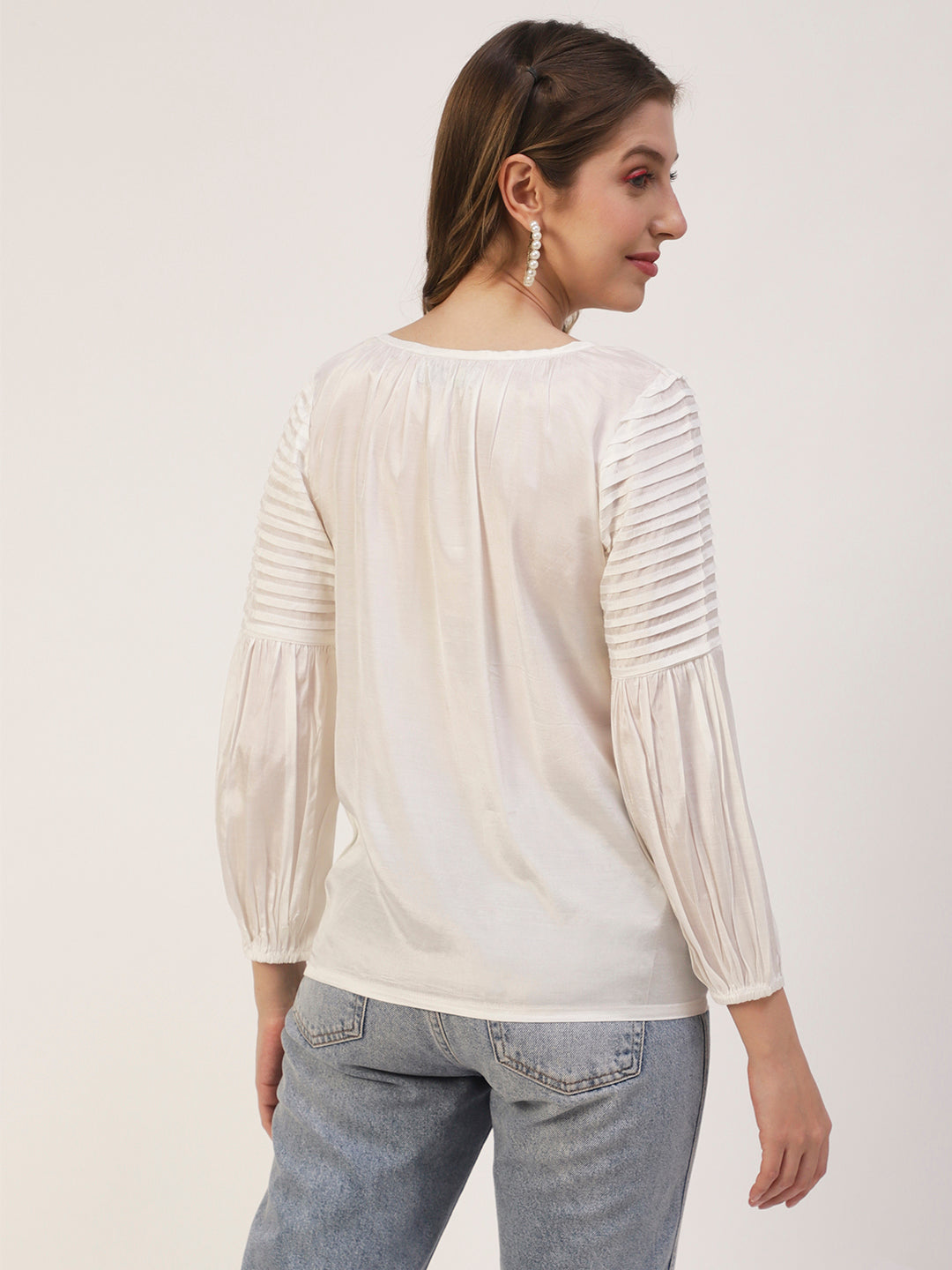 Printed Balloon Tie-Up Top