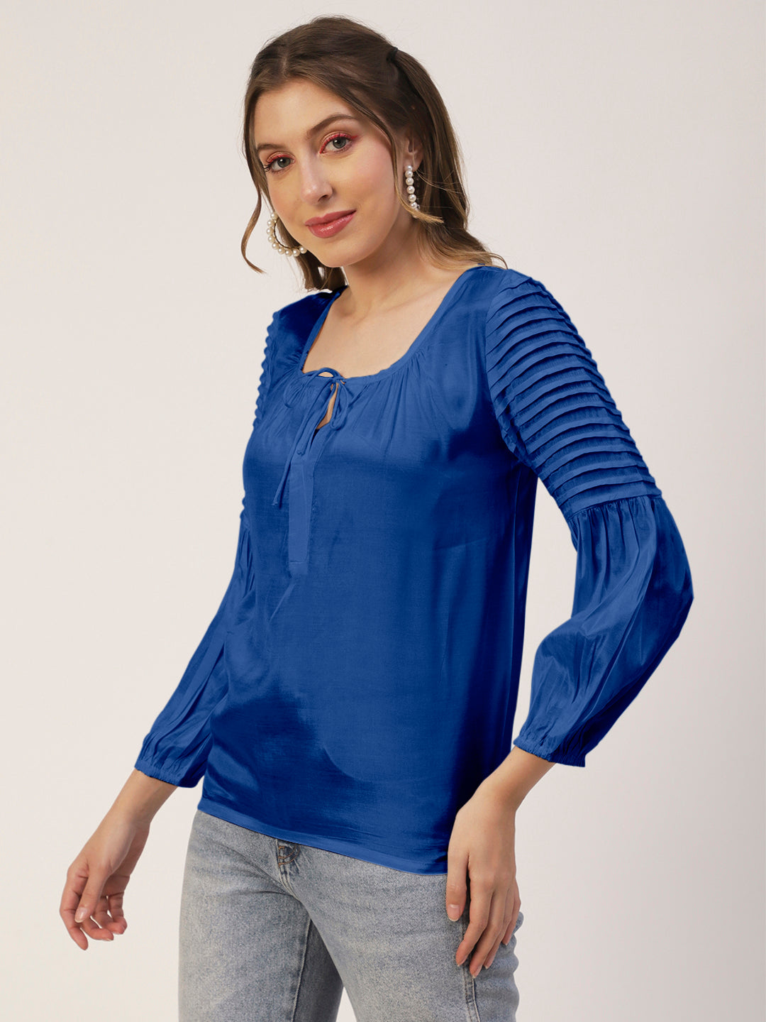 Printed Balloon Tie-Up Top