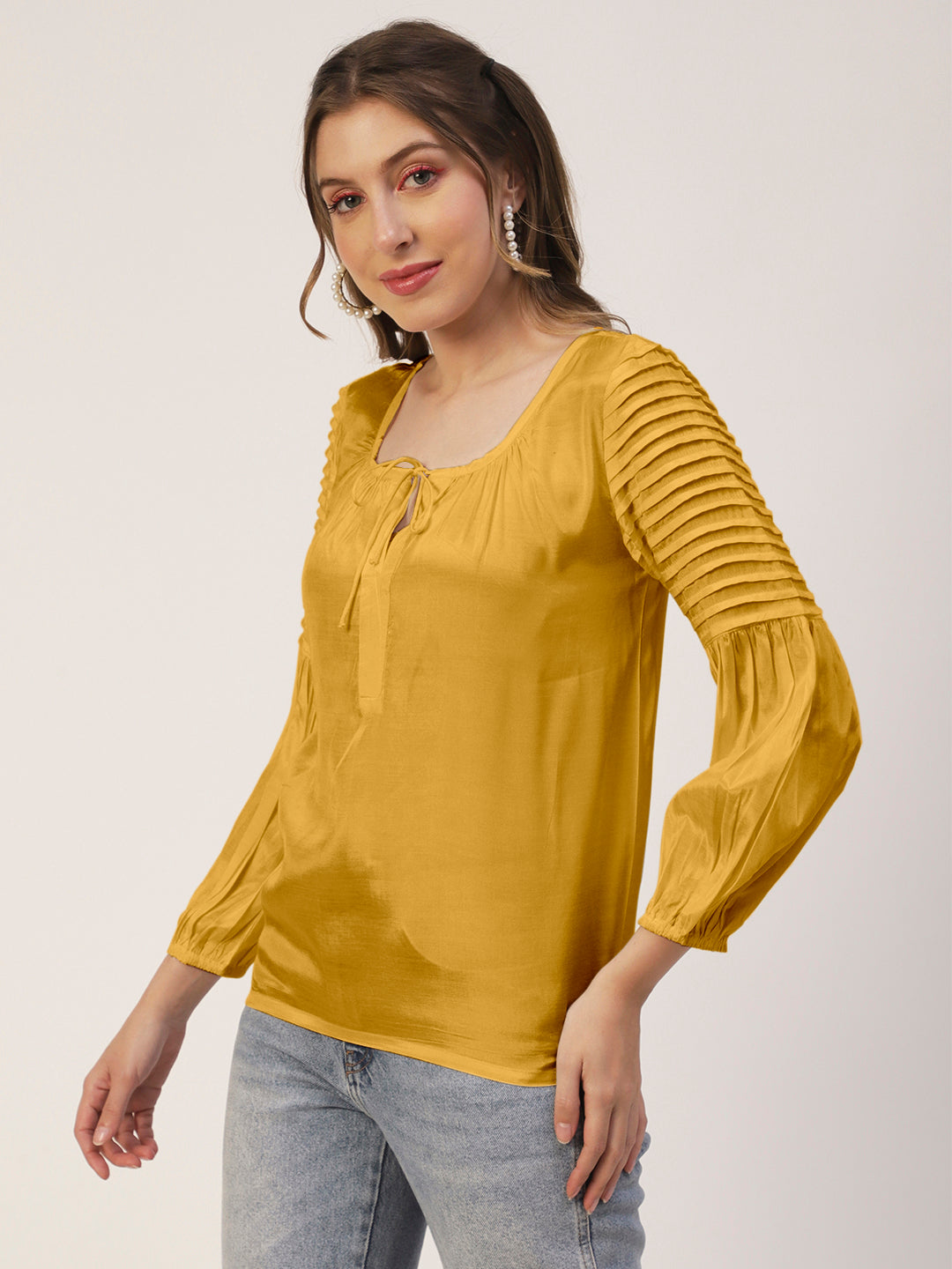 Printed Balloon Tie-Up Top