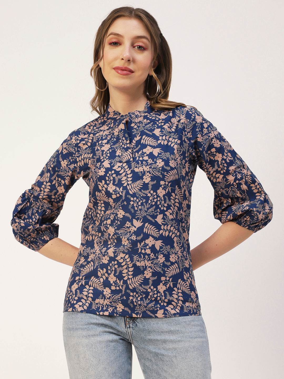 Printed Mandarin Formal Top