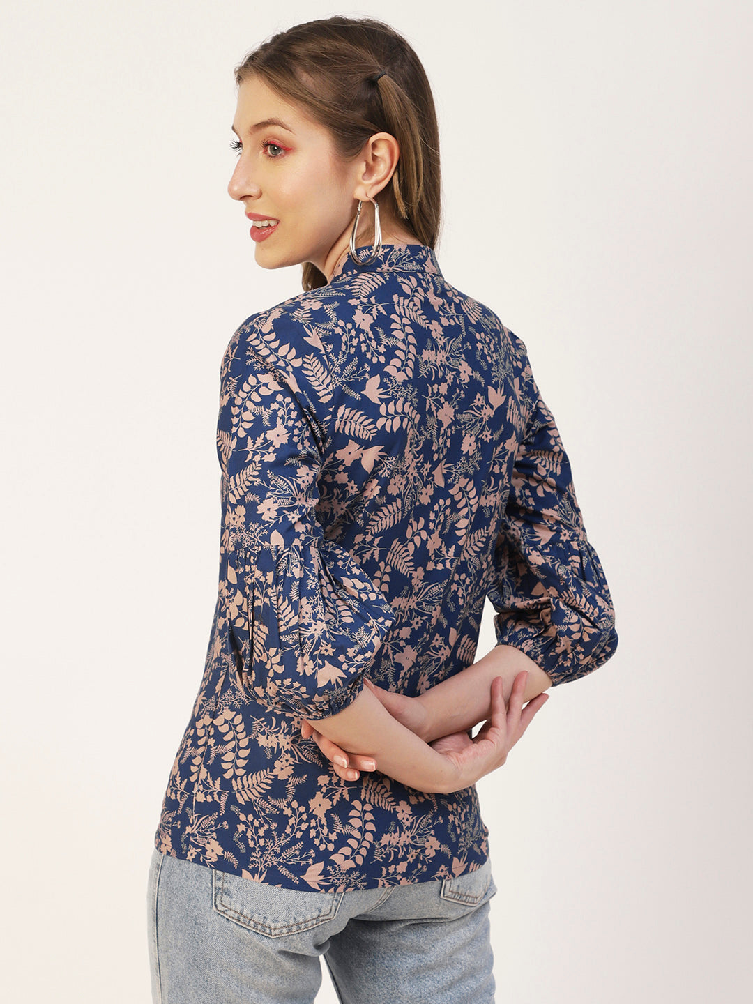 Printed Mandarin Formal Top