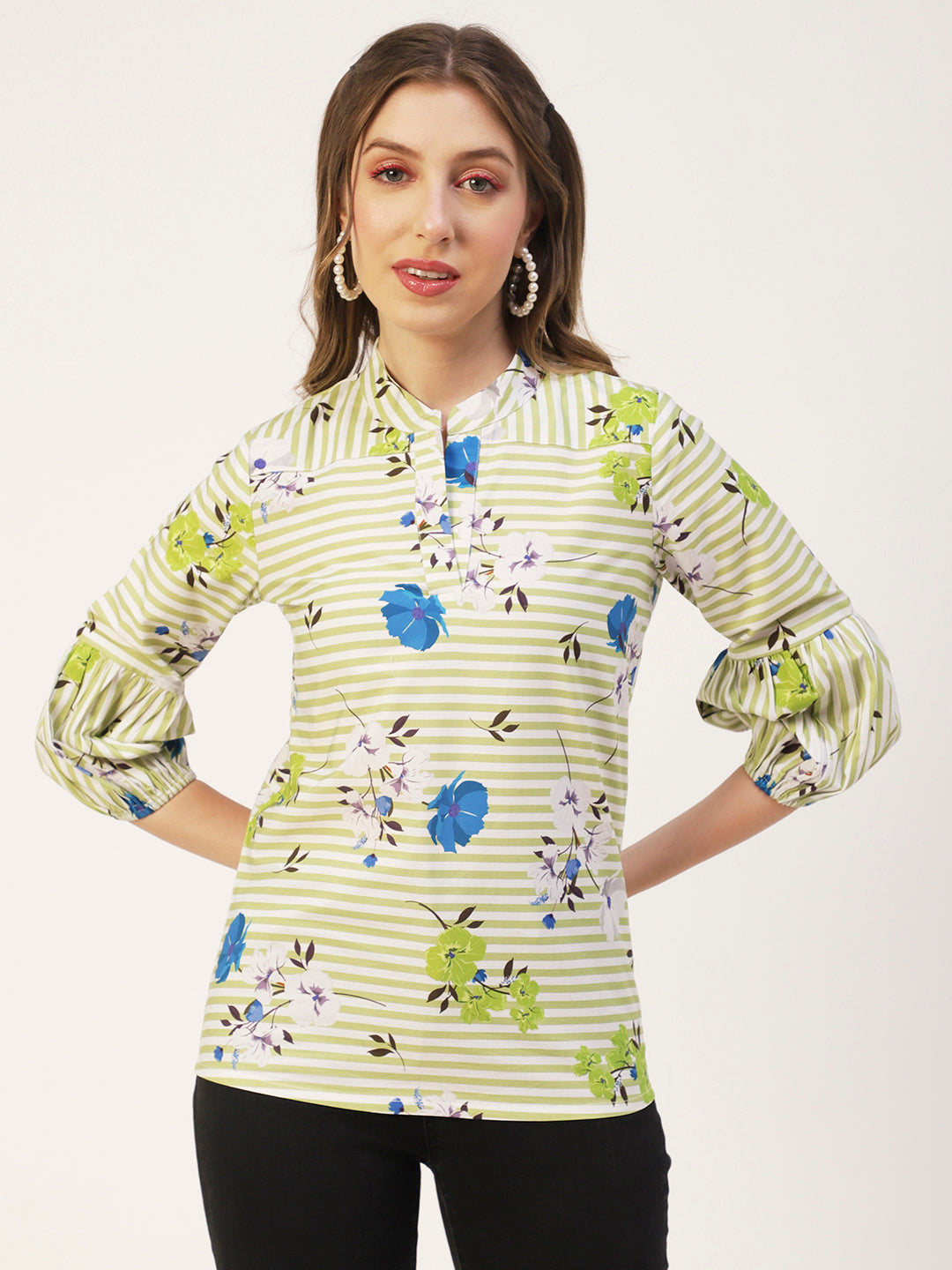 Printed Mandarin Formal Top