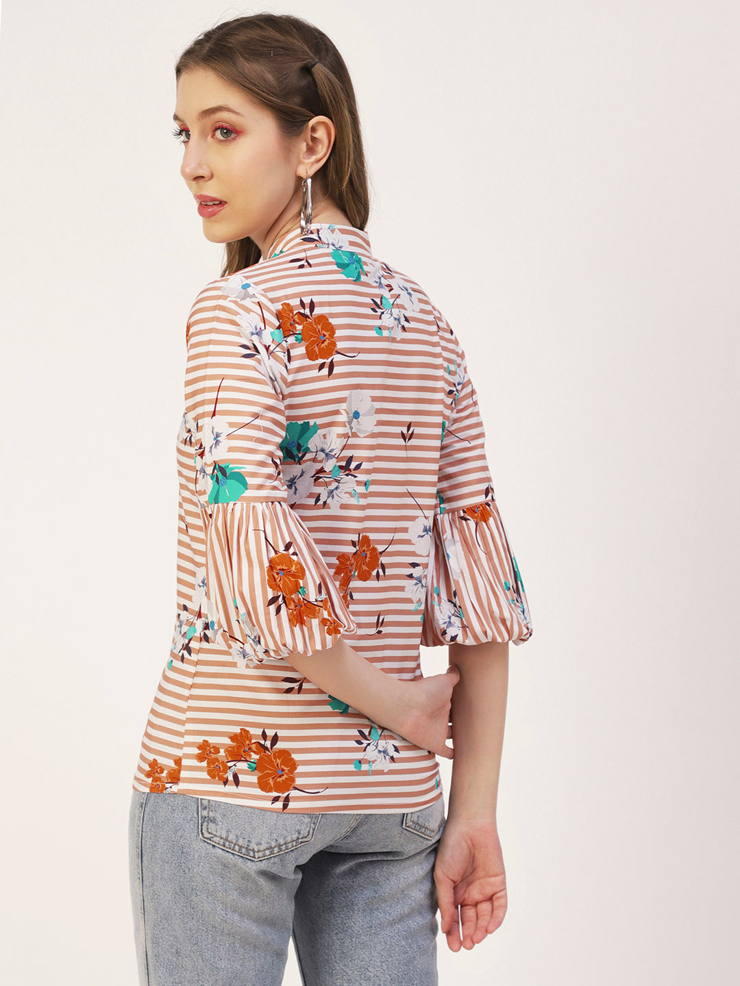 Printed Mandarin Formal Top