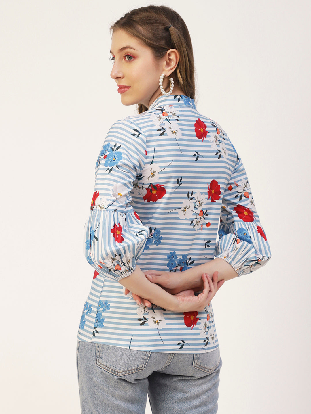 Printed Mandarin Formal Top