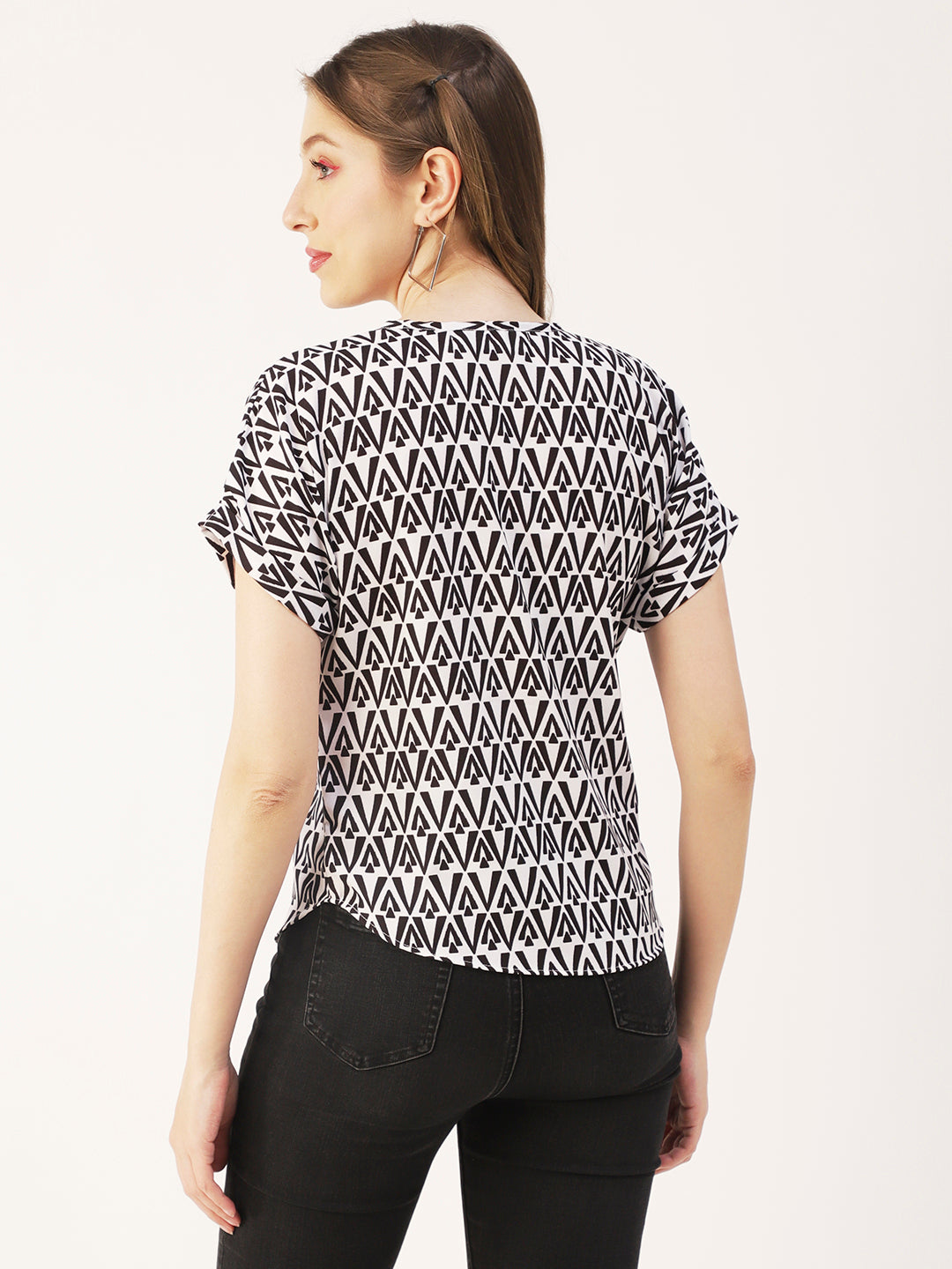 Printed Front Zip-Up Top