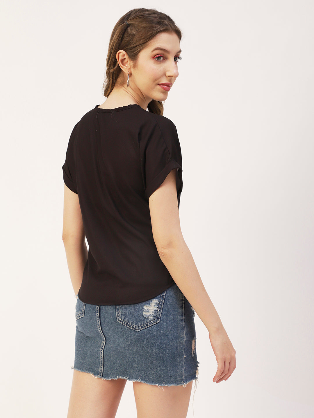 Printed Front Zip-Up Top