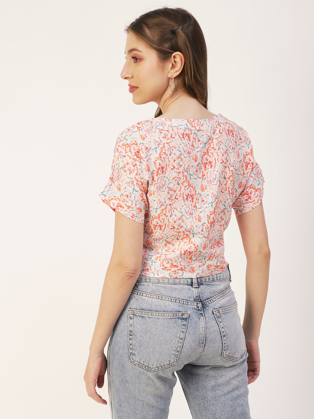 Printed Front Knot Crop