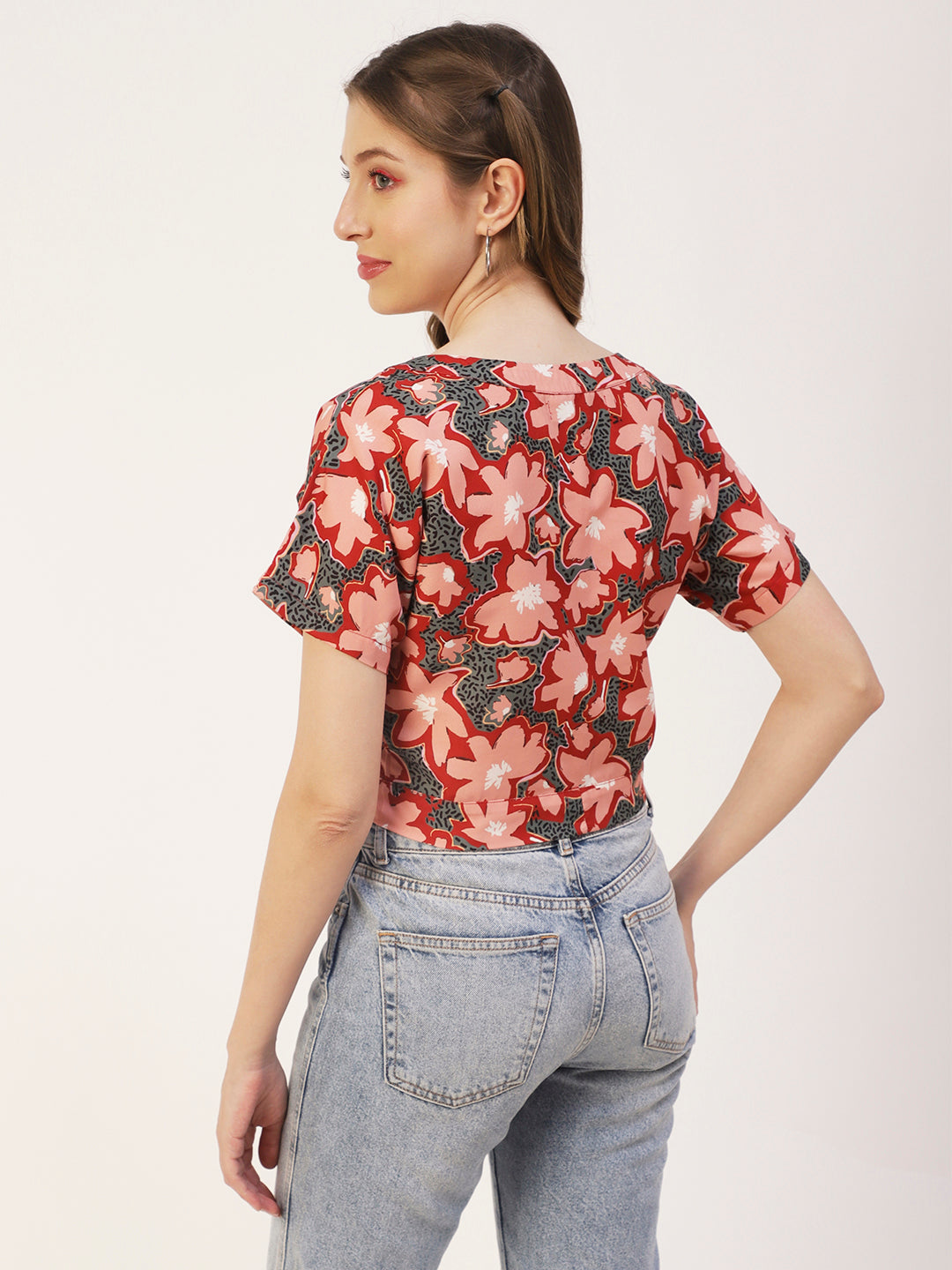 Printed Front Knot Crop
