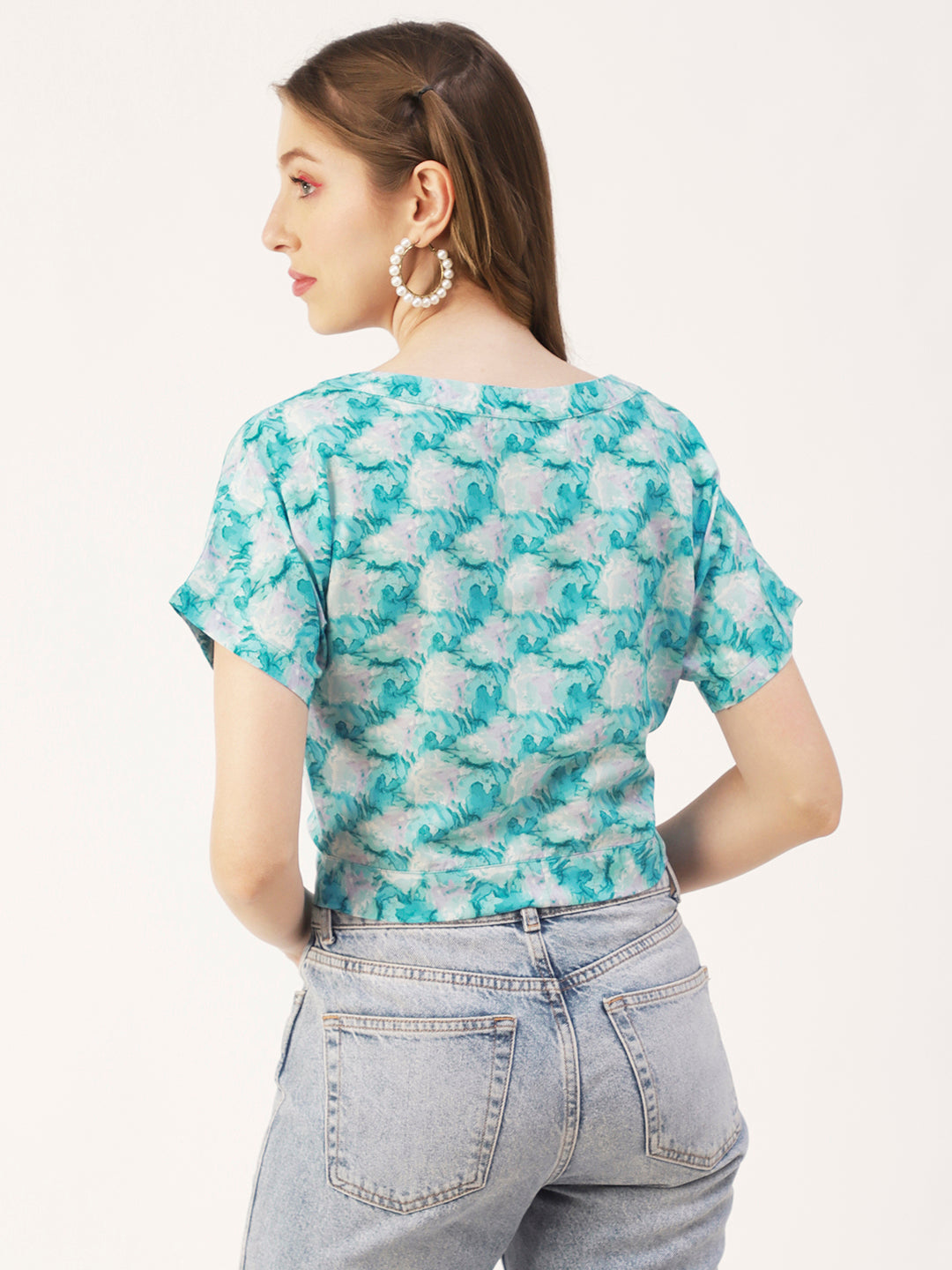 Printed Front Knot Crop