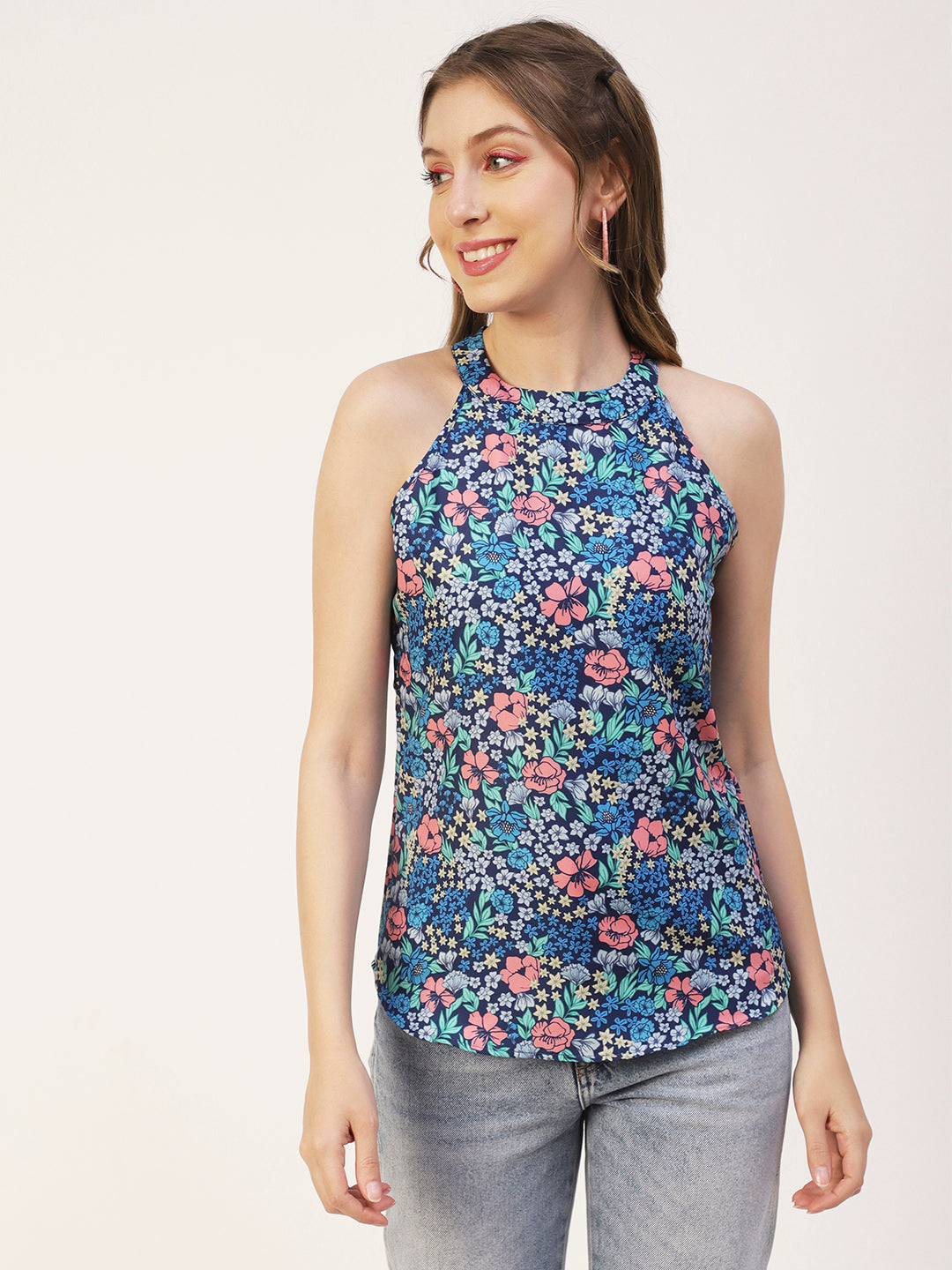 Printed Styled Back Top