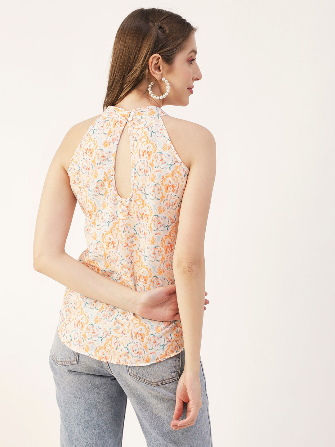 Printed Styled Back Top