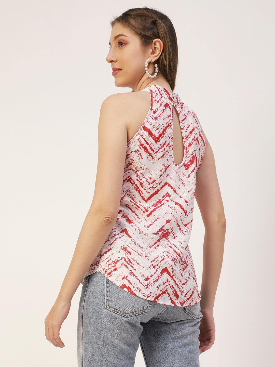 Printed Styled Back Top