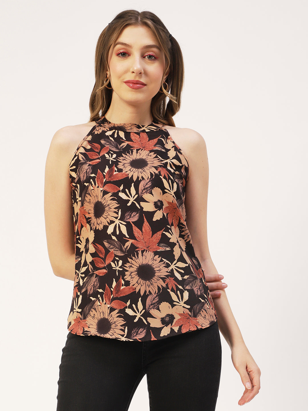 Printed Styled Back Top