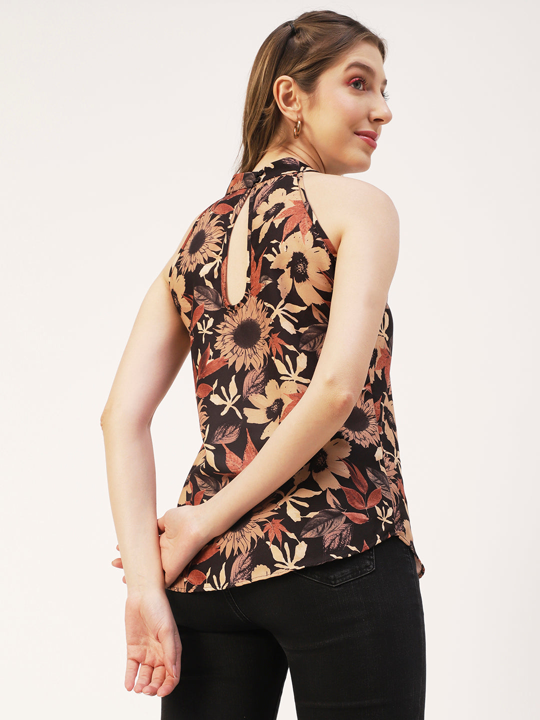Printed Styled Back Top