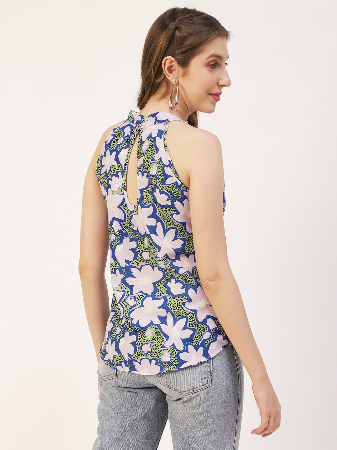 Printed Styled Back Top