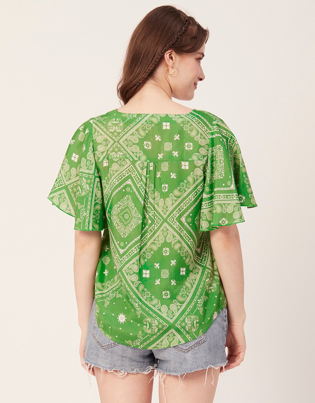 Printed Butterfly Sleeve Top